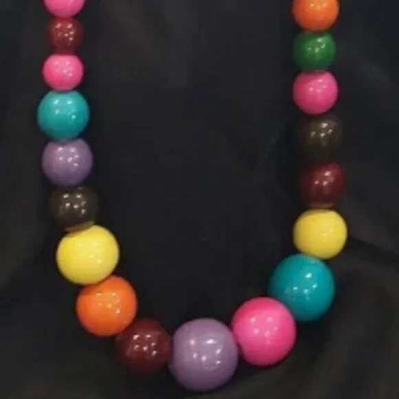 NATASHA COLORED BALLS LONG NECKLACE - Picture 2 of 8